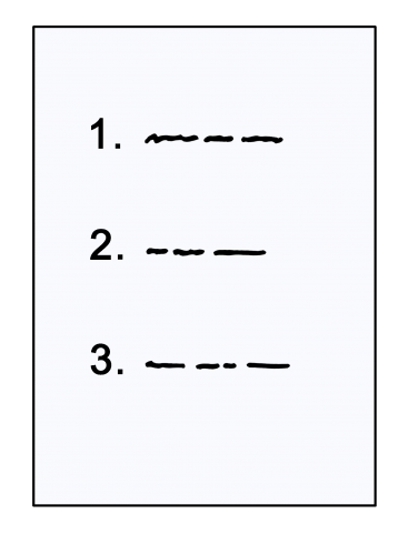 Bild mit Zettel und nummerierter Auflistung